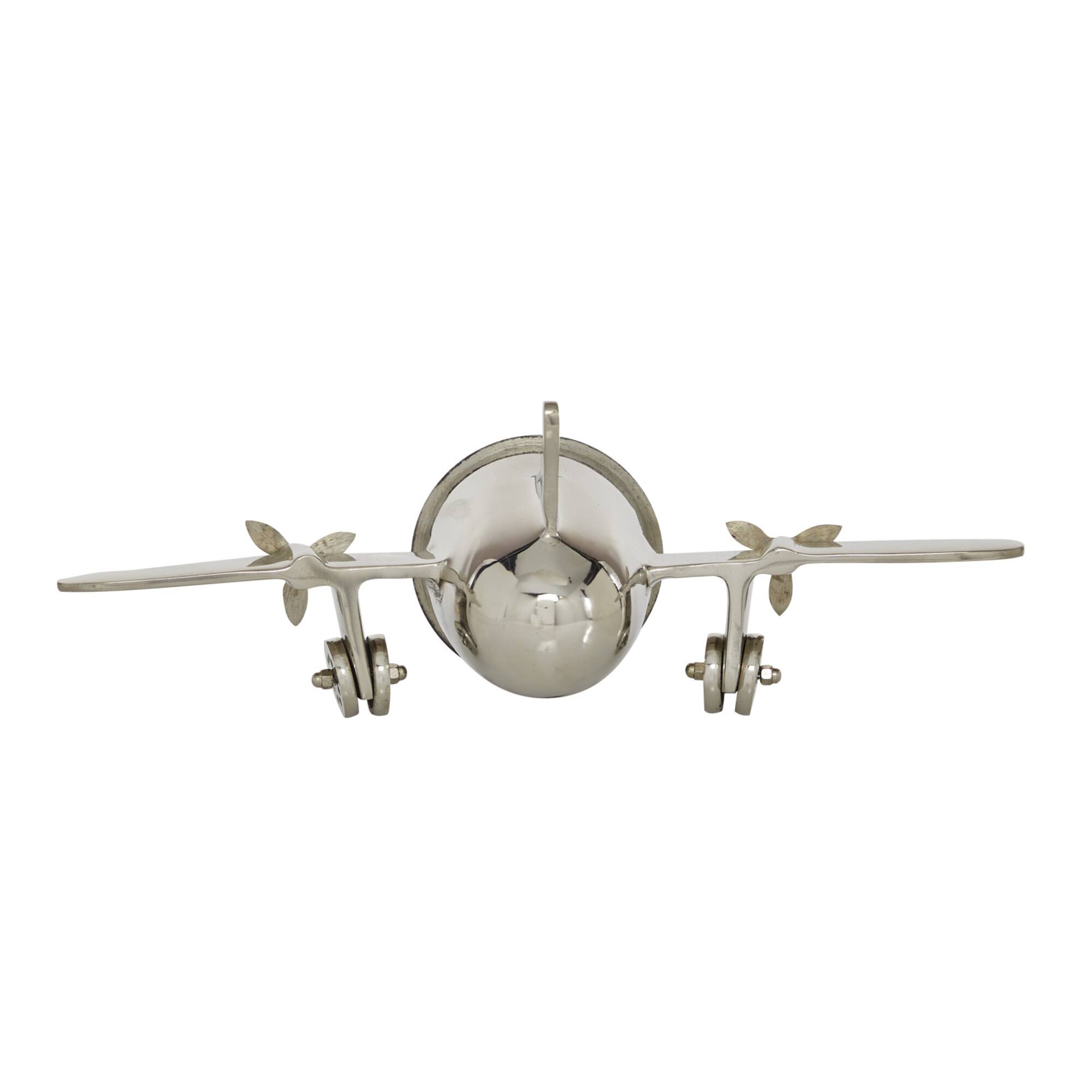 16" Silver Aluminum Airplane Clock